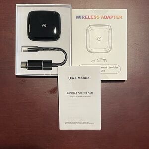 Wireless CarPlay and Android Adapter Dongle with USB-C Cable - Black
